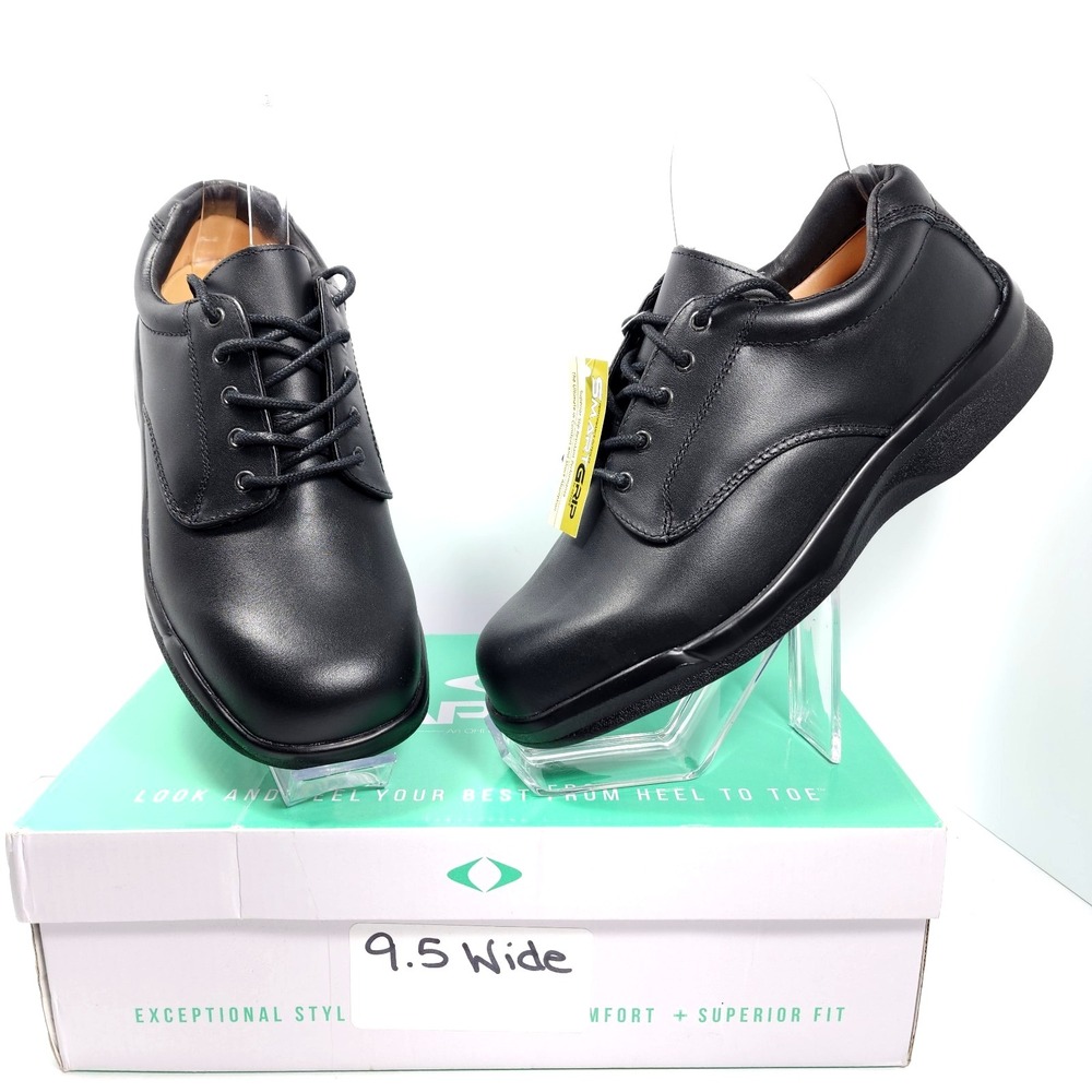 Apex Men's 1270 Ambulator Conform Black Leather Lace Shoes Men's Size 9.5 W- NEW